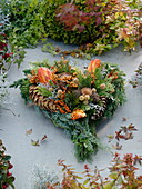 All Saints Heart made of mixed coniferous green, Buxus (Box)