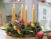 Natural Advent wreath with real beeswax candles (3/3)