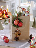 Gift bag with chocolate Father Christmases