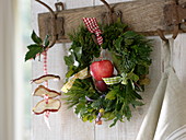 Mixed wreath of Ilex (holly), Hedera (ivy), Abies (fir)