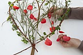 Wicker heart with red rose