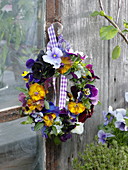 Wreath of Viola wittrockiana (Pansy) and Viola cornuta