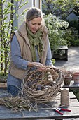 Dried clematis tendrils basket