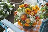 Orange-white bouquet from Dahlia, Calendula