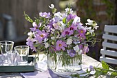 White rose bouquet with Cosmos and Lathyrus odoratus