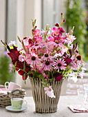 Roses bouquet with gladiolus, Echinacea purpurea