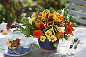 Colourful bouquet of vegetables and herbs