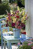 Autumnal bouquet of Gladiolus, Zinnia, Antirrhinum