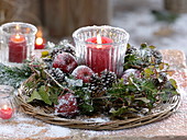 Wreath of Hedera, Abies, cones of Pinus