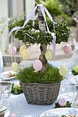 Easter table decoration with box wreaths