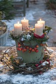 Advent wreath with natural materials