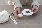 Christmas decorations with white wool balls