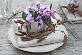 Small bouquet of Cyclamen coum (early spring cyclamen)