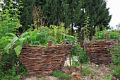 Self-made wickerwork plant baskets