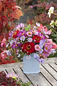 Early autumn bouquet: Zinnia (zinnias), Cosmos (jewel basket), Aster