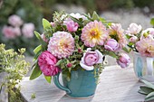 Small bouquet of dahlia, Rose, sage