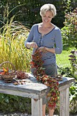 Rosehips and autumn leaves garland