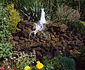 Water feature with lava stones