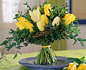 Tulips with box branches