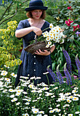 Woman picking flowers