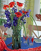 Delphinium hybrid (Larkspur), Papaver rhoeas (Corn poppy)