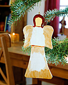 Wooden angels as tree ornaments