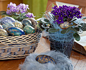 Basket with marbled Easter eggs