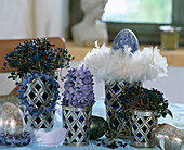 Easter decoration in blue-silver