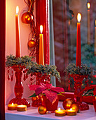 Candlestick with small Cupressus arizonica wreaths