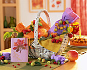 Gift basket with Malus (apples and ornamental apples as decoration), Crataegus (hawthorn)