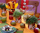 Apple table decoration made of apples