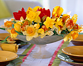 Spring arrangement in glass bowl