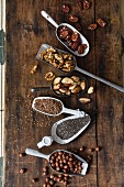 Nuts, kernels and seeds for raw baking