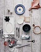 Various kitchen accessories on rustic boards