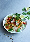 Noodle salad with vegetables and mint