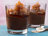Natillas con hielo de cafe (Cuban chocolate and coffee bean granita)