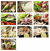 Calamari-Salat mit Reisnudeln und Schweinehackfleisch (Thailand) zubereiten