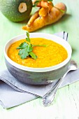 Carrot and zucchini soup with parsley