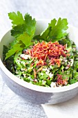 Quinoa salad with grated carrots and parsley