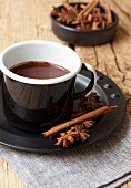 Hot chocolate with cinnamon and star anise