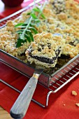 Poppy quark slices with a streusel topping