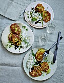 Courgette blinis with creamy herb dip and caviar (low carb)
