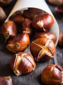 Roasted chestnuts, close up
