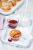 Muffins with jam for breakfast