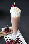 Protein smoothie with cherries and cream