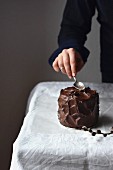 Schokoladenkuchen mit dunklem Schokoladenfrosting