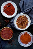 Chilli spices in bowls