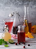 Various syrups for non-alcoholic drinks
