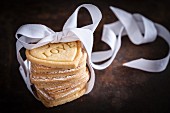 Shortbread biscuits with a bow for Valentine's Day