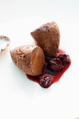 Dark chocolate and chilli mousse with cherry compote